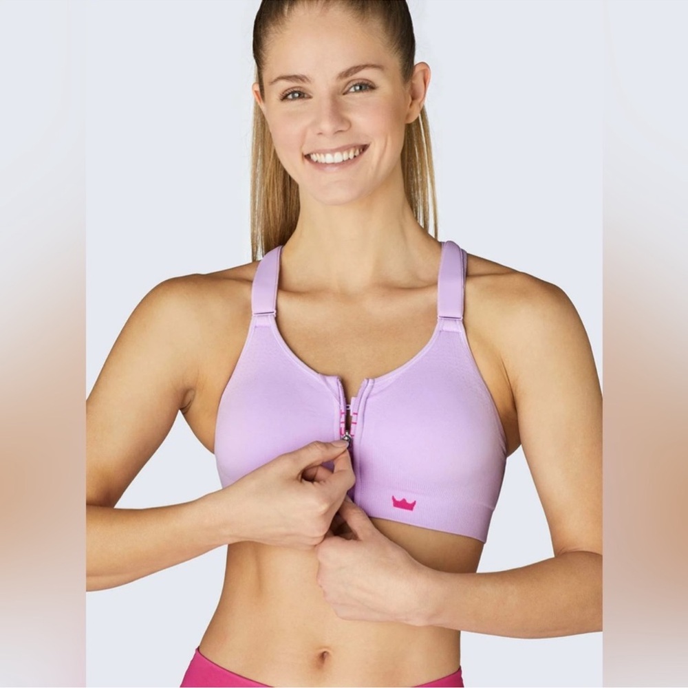 SHEFIT Purple Sports Bra with Front Zipper